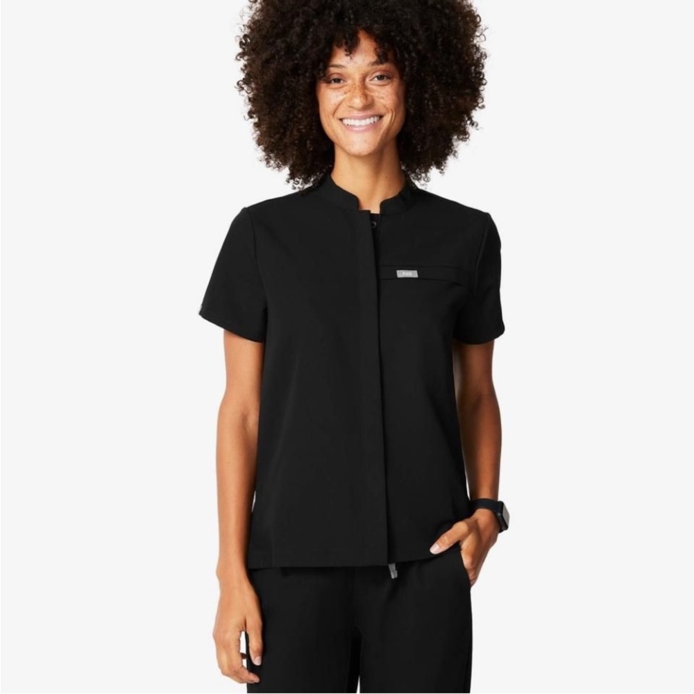Figs Black Button Down Shirt for Women